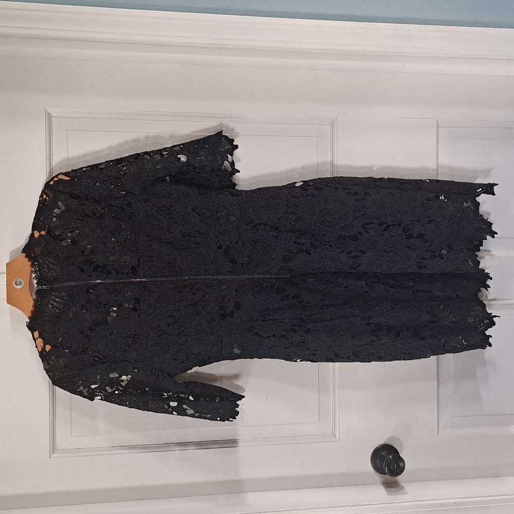 NWOT Lace Lulus A Fine Romance Black  Sheath Cocktail Dress Formal Slim Sexy - Picture 9 of 15